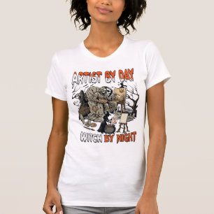 Artist Day Witch Night Halloween Skeleton Painter T-Shirt