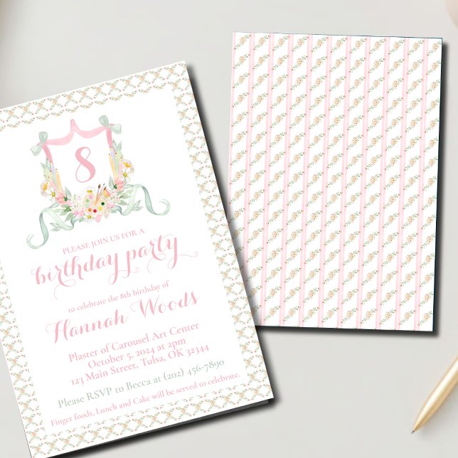 Artist Dusty Pink Greenery Party Invitations (Creator Uploaded)