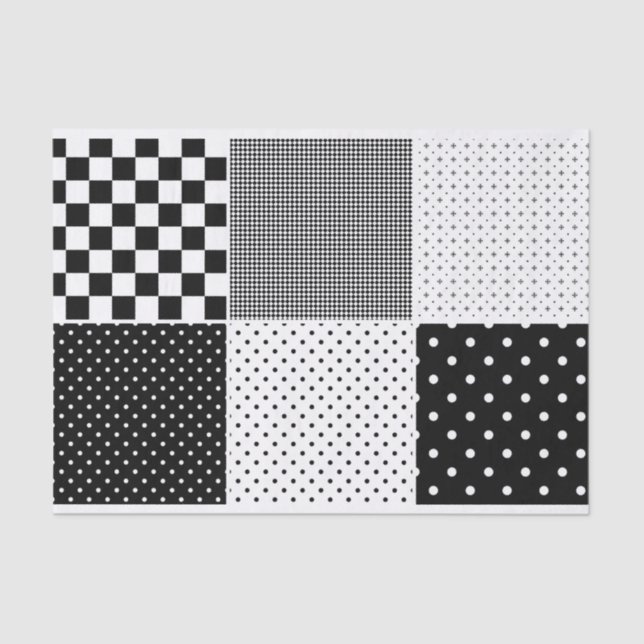 Artist Geometric Dots Squares Black White Texture Tissue Paper (Front)