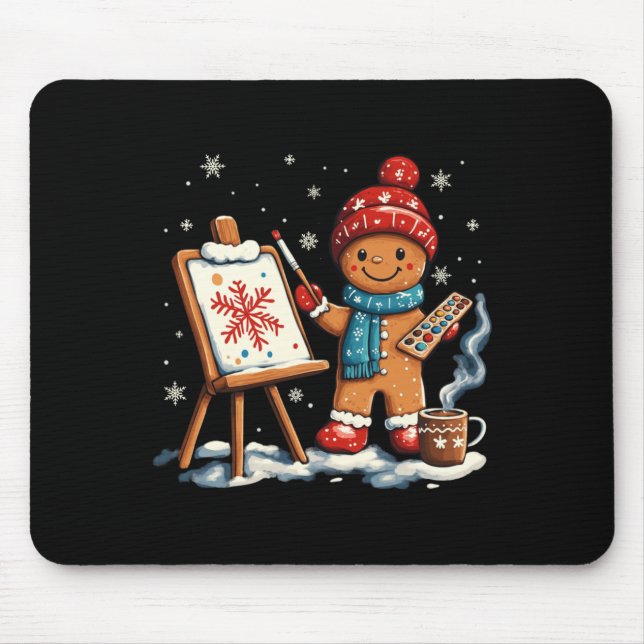 Artist Gingerbread Painter Art Teacher Student Chr Mouse Pad (Front)