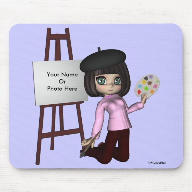Artist Girl Easel Mousepad (Front)