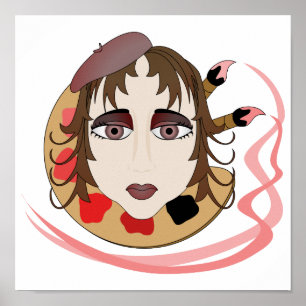 Artist Girl In Red Poster