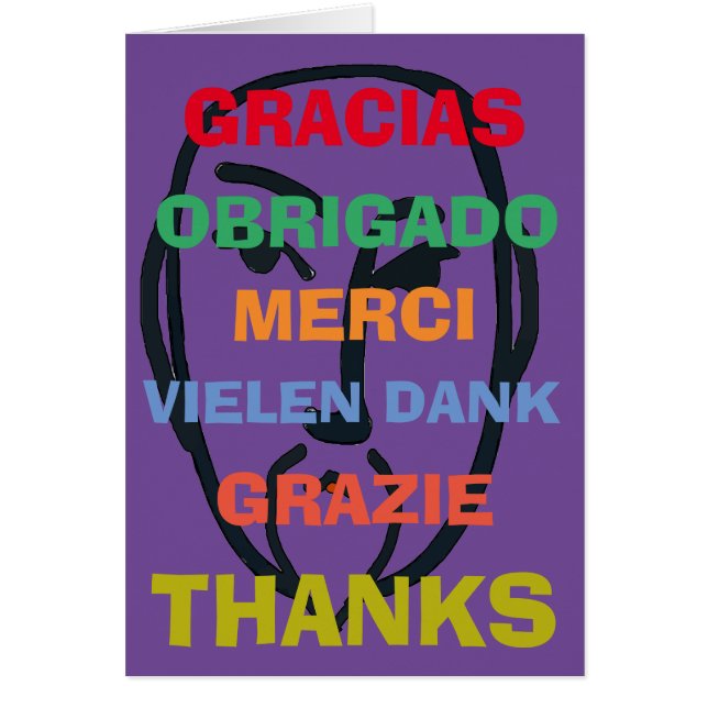 Artist, Gratitude in several languages,  edit text (Front)