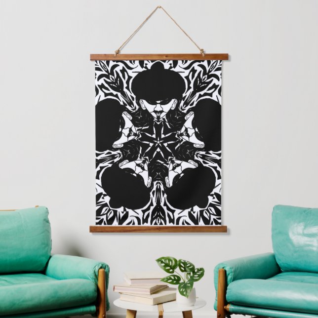Artist Guy In Black And White Hanging Tapestry (Living Room)