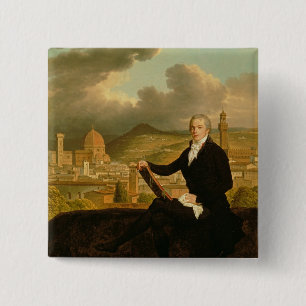 Artist in an Italian City 15 Cm Square Badge
