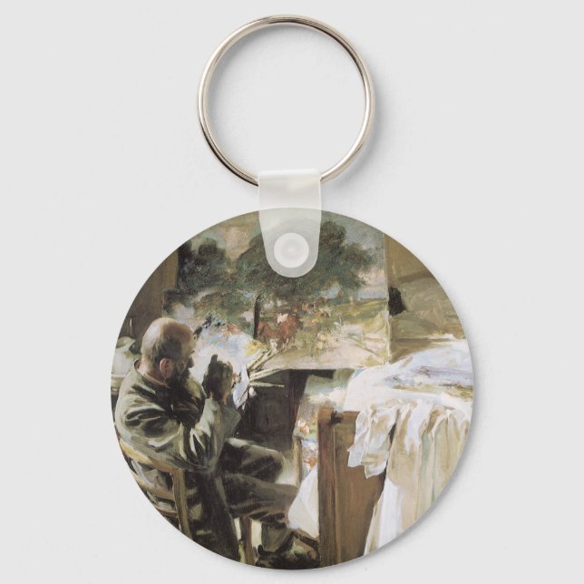 Artist in His Studio by John Singer Sargent Key Ring (Front)