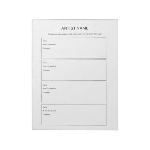Artist Join Mailing List Art Show Notepad