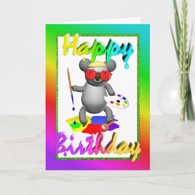Artist Koala Birthday Card (Front)