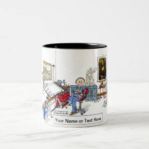 Artist - Male Cartoon by PrintedPerfection.com Two-Tone Coffee Mug