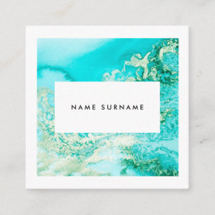 Artist Marble Mint Watercolor Square Business Card