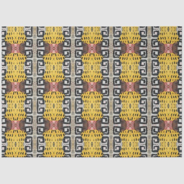 Artist Maroon Yellow Large Abstract Geometric Tissue Paper (Front)
