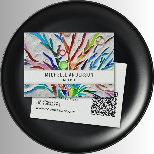 Artist Modern Colourful QR Code Business Card (Creator Uploaded)