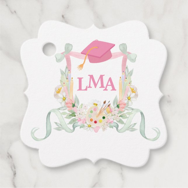 Artist Monogram Graduation Favour Tags (Front)