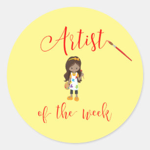 Artist of the Week with Paintbrush Classic Round Sticker