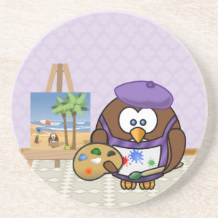 artist owl coaster