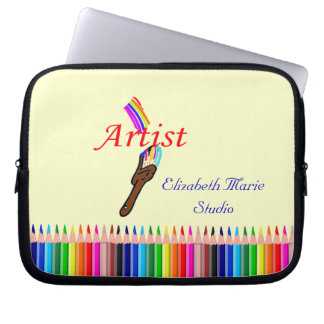 Artist Paint and Coloured Pencils Personalise It Laptop Sleeve