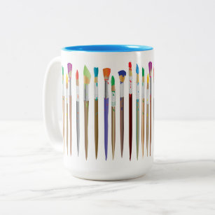 Artist Paint Brushes in Multi Colours Two-Tone Coffee Mug