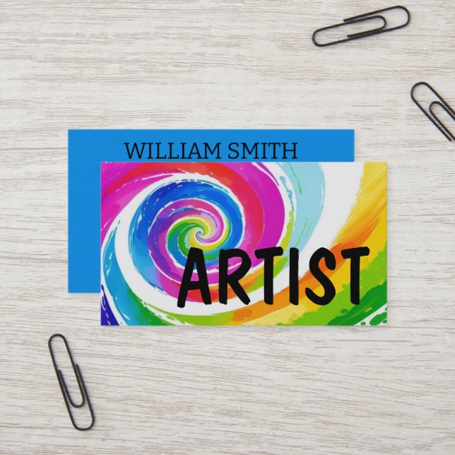 Artist Paint Colour Swirl Business Card (Front/Back In Situ)