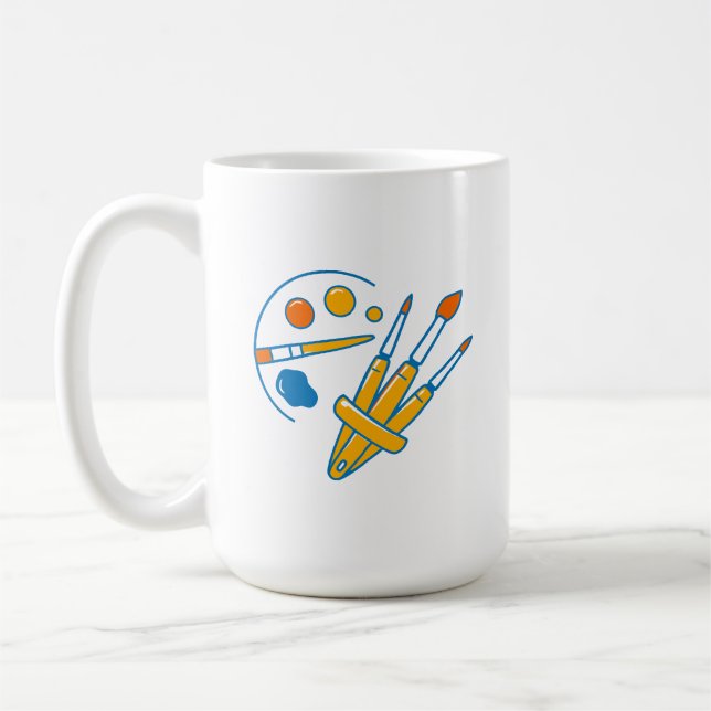 Artist Paint Palette and Brushes Coffee Mug (Left)