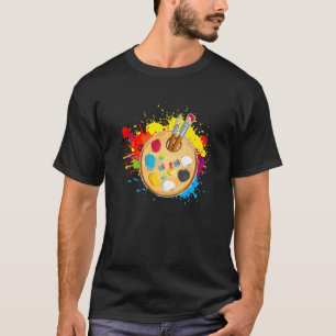 Artist Paint Palette And Brushes colorful splashe T-Shirt