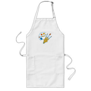 Artist Paint Palette and Brushes Long Apron