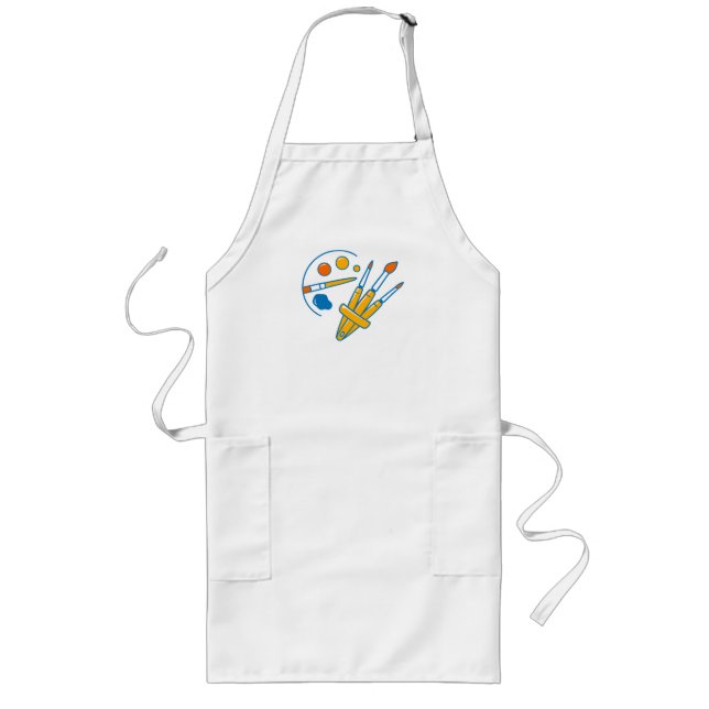 Artist Paint Palette and Brushes Long Apron (Front)