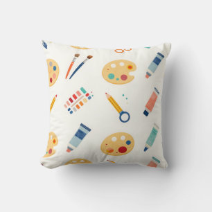 Artist Paint Tools Pattern Cute Watercolor Cushion