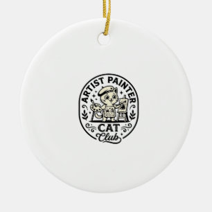 Artist Painter Cat Funny Cat Graphic - Artist Pain Ceramic Ornament