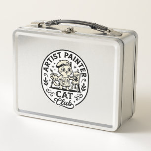 Artist Painter Cat Funny Cat Graphic - Artist Pain Metal Lunch Box