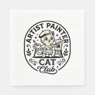 Artist Painter Cat Funny Cat Graphic - Artist Pain Napkin