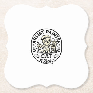 Artist Painter Cat Funny Cat Graphic - Artist Pain Paper Coaster