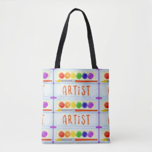Artist Painters Paint Palette Brush Pattern Tote Bag