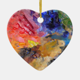 Artist Painter's Palette Colourful Paint  Ceramic Tree Decoration