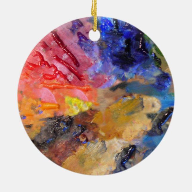 Artist Painter's Palette Colourful Paint  Ceramic Tree Decoration (Back)