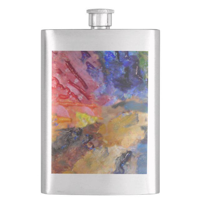 Artist Painter's Palette Colourful Paint  Hip Flask (Front)