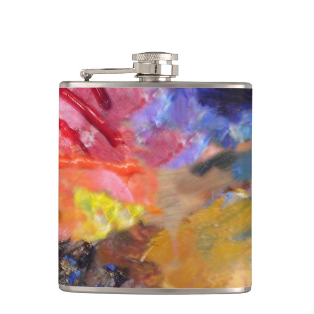 Artist Painter's Palette Colourful Paint  Hip Flask (Front)