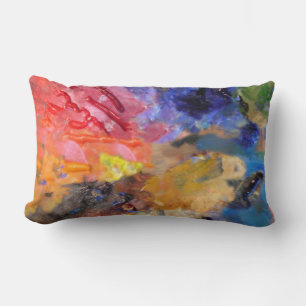 Artist Painter's Palette Colourful Paint Lumbar Cushion