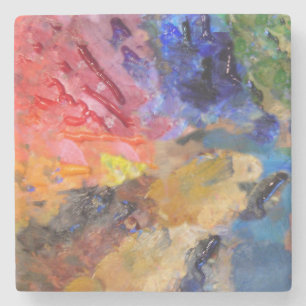 Artist Painter's Palette Colourful Paint  Stone Coaster