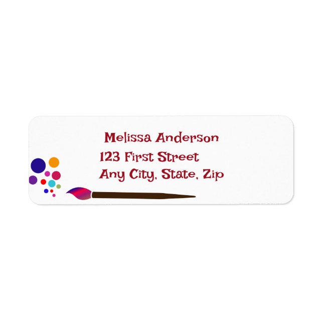 Artist Painters Splatter Painted Paintbrush Return Address Label (Front)