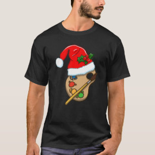Artist Painting Xmas Colour Palette Santa Hat T-Shirt