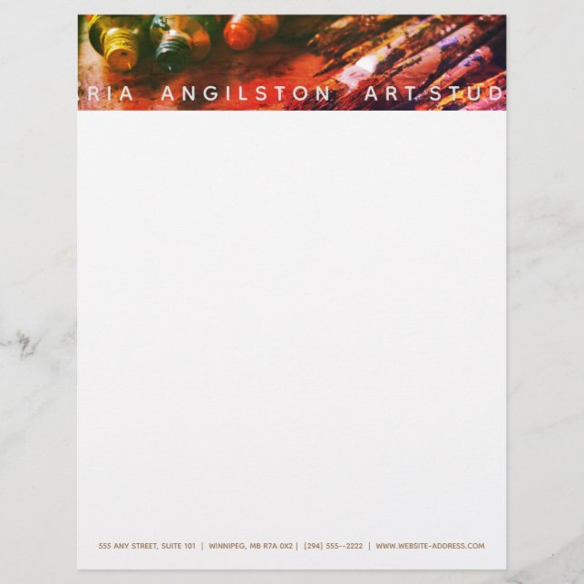 Artist paints & brushes custom letterhead (Front)