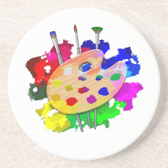 Artist Palette And Brushes Coaster (Front)