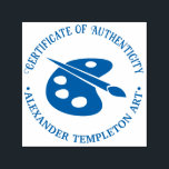 Artist Palette Certificate of Authenticity  Self-inking Stamp<br><div class="desc">Artist Painter Palette and Paint Brush Certificate of Authenticity Stamp  ===========</div>