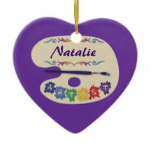 Artist Palette on Purple Ornament