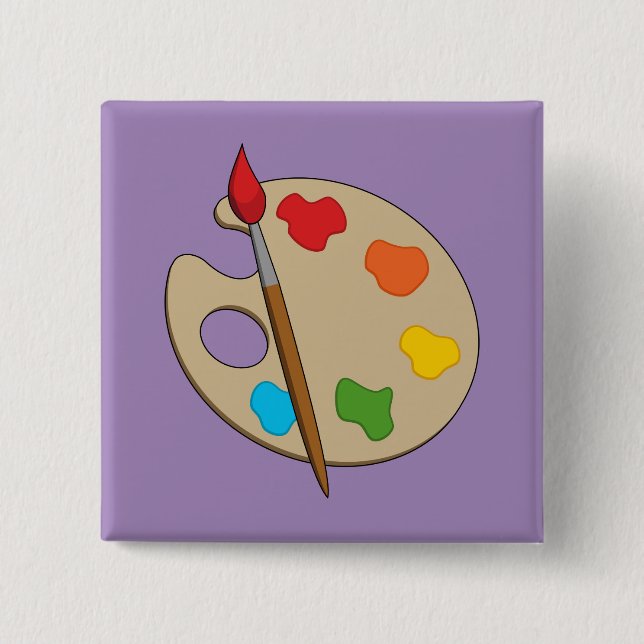 Artist Palette with Paint Brush 15 Cm Square Badge (Front)