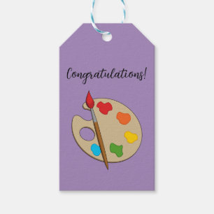 Artist Palette with Paint Brush Add Text Gift Tags
