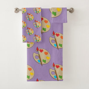 Artist Palette with Paint Brush Bath Towel Set