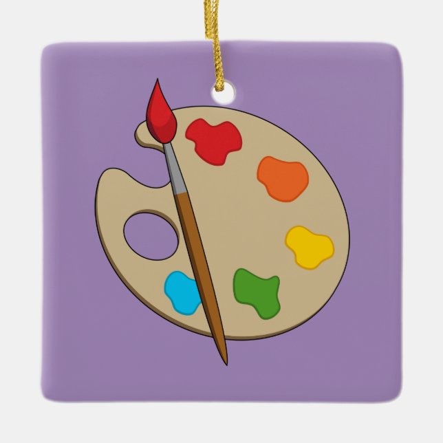 Artist Palette with Paint Brush Ceramic Ornament (Front)