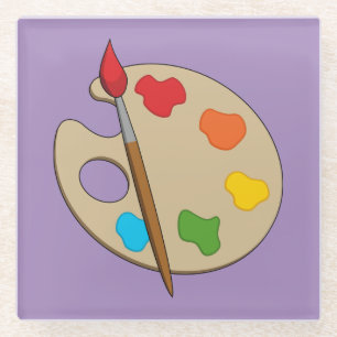 Artist Palette with Paint Brush Glass Coaster