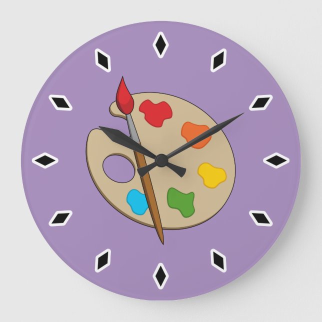 Artist Palette with Paint Brush Large Clock (Front)